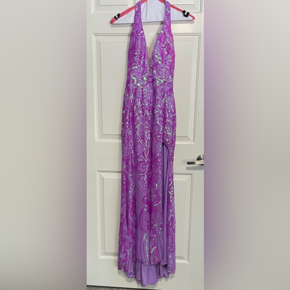 Rachel Allan Lilac Sequin Gown